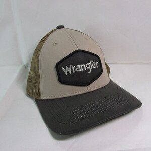 Wrangler Logo Patch Meshback Adjustable Snapback Cap Hat Camel/Brown WRA-MS8